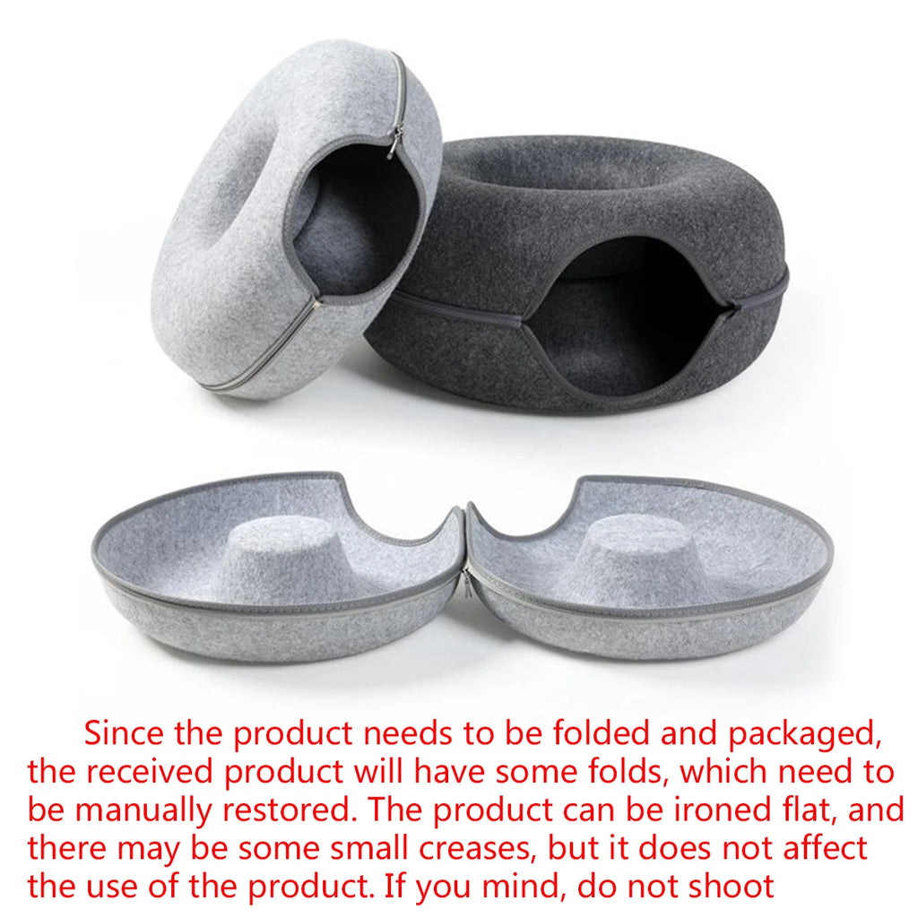 Cozy Cat Tunnel Bed featuring a unique design, providing a cozy nook and scratcher for cats to relax and play.